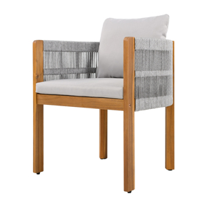 Modern Wood Outdoor <b>Dining</b> <b>Chairs</b> 2-Pack with Grey Rope Handles Washable Waterproof Cushions for Home Office - Product Image 6