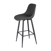 Tabouret de bar rembourré en PU, chaise de bar avec cadre en fer noir thermolaqué et repose-pieds pour bar, café, restaurant, tabouret de comptoir