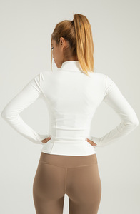 Fermeture éclair avec poche haute qualité entraînement sweat veste vert Yoga tenue veste Sport vêtements femmes pouce trou Yoga haut - Product Image 2