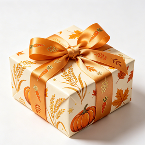 Lazo de satén 100% poliéster con diseño de otoño para manualidades, decoración y envoltura de regalos - Product Image 1