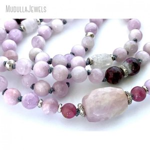 MN31872 Pierre Naturelle Kunzite Tourmaline Rose Perlée 108 Mala Perles <span class=keywords><strong>Coeur</strong></span> <span class=keywords><strong>Chakra</strong></span> Prière Spirituelle <span class=keywords><strong>Mantra</strong></span> Bijoux Cadeau - Product Image 2