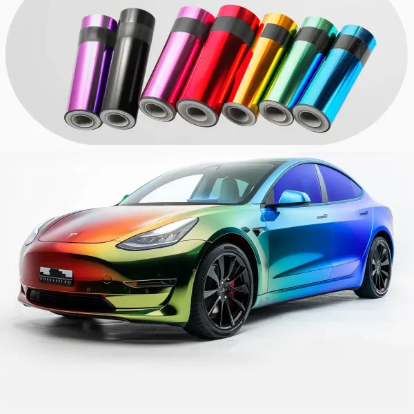 Best selling wrapping changing gradient iridescent change shift chameleon holographic rainbow color roll vinyl car wrap film
