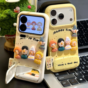 เคสโทรศัพท์แบบมีขาตั้งกระจก 3 มิติ ลายตุ๊กตาน่ารัก สไตล์เกาหลี สำหรับ iPhone 17 16 15 Pro Max ป้องกันการตก - Product Image 1