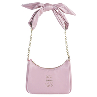 Sac Hobo Rose Tendance avec Nœud et Chaîne pour Femme, Sac à Bandoulière Doux et Brillant, Sac Mignon à Porter sous le Bras pour le Quotidien, les Trajets et les Rendez-vous