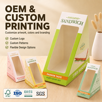 Boîtes à sandwich triangulaires jetables personnalisées avec fenêtre transparente de qualité alimentaire pour cafés, délires, supermarchés et services à emporter (OEM)