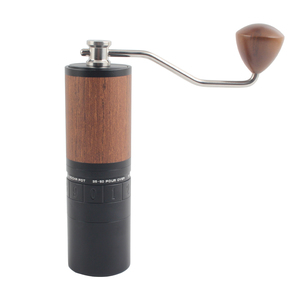 Moulin à café manuel en acier inoxydable de qualité supérieure avec réglage externe de la finesse de mouture, finition grain de bois - Product Image 1