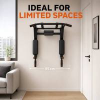 Station de musculation murale 3-en-1 en acier carbone renforcé avec barre de traction et de dips multi-positions pour entraînement musculaire à domicile