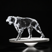 Sculpture de léopard en résine transparente peinte à la main, écologique, prix d'usine, grande décoration d'intérieur, ornements