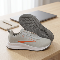 Chaussures de course gris orange légères à lacets, baskets de sport respirantes en mesh pour hommes, chaussures de course gris orange