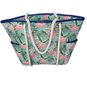 Fournisseur Nouveau style Sac à bandoulière tendance personnalisé Impression de flamants roses Shopping <span class=keywords><strong>Tole</strong></span> Sacs de plage Coton - Product Image 3