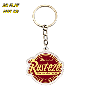 Porte-clés en acrylique <span class=keywords><strong>Rust</strong></span>-<span class=keywords><strong>eze</strong></span> Style Bumper Ointment, rouge et or rétro, étiquette de médicament factice, breloque transparente - Product Image 1