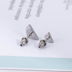 Minimalist <b>Titanium</b> Steel Geometric Irregular Triangle Stud Earrings For Men And Women - Product Image 2
