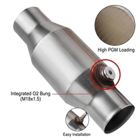 Convertisseur catalytique universel NO CEL 2,5 pouces en acier inoxydable, rond, soudé, avec logement pour sonde O2, haut débit, OBDII Euro 4/5