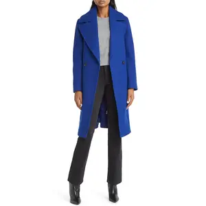 Blue women 2023 fashion blazers coat the lapel collar vintage green long sleeve female outerwear