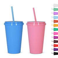 Gobelets en plastique réutilisables multicolores de 24 oz avec couvercles et pailles, pour smoothies, jus, tasses de voyage, vente en gros pour café glacé, emballage en boîte