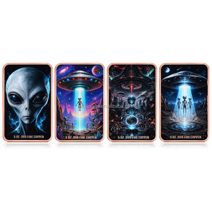 Batangan Tembaga 5oz Grosir 999 Alien UFO Sci-Fi Ingot Cetak Warna UV Suvenir Hadiah Tembaga Padat - Product Image 4