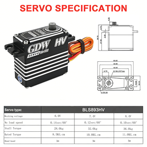 Moteur numérique sans balais programmable GDW BLS893HV 36KG HV 8.4V pour le contrôle du mouvement des bras robotisés - Product Image 3