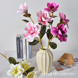 Bouquet de fleurs artificielles de magnolia Laixing en PVC, décoration artisanale pour salon - Product Image 4