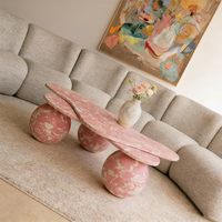 Table basse en fibre de verre rose, table d'appoint, forme de nuage créative, motif de pierre, tables centrales en métal, meubles d'art de salon