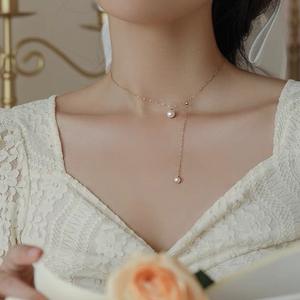 Collar de Perlas Naturales de Agua Dulce para Mujer, Chapado en Oro de 18K, Diseño Ligero en Forma de Y, Sensación de Alta Gama - Product Image 2