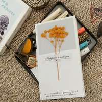 Kartu Ucapan Ulang Tahun Bunga Vintage Buatan Tangan Bentuk Persegi Panjang DIY Ramah Lingkungan Tempat Hadiah Kertas Amplop 'Kartu Harapan Slip Pesan'
