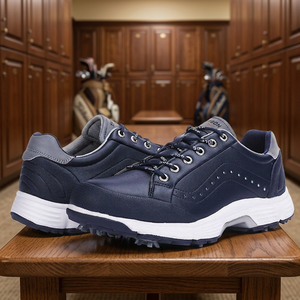 Chaussures de golf à crampons pour hommes, en cuir véritable, semelle en caoutchouc, grandes tailles, durables, pour sports d'hiver en extérieur - Product Image 3