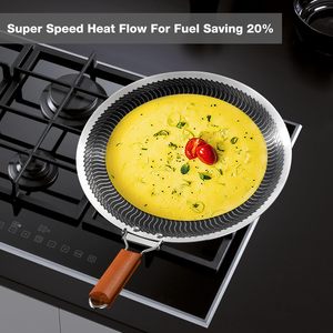 Padella in acciaio a 3 strati adatta a qualsiasi stufa in acciaio inossidabile Anti-graffio ispessito antiaderente a nido di miele padella per friggere - Product Image 2