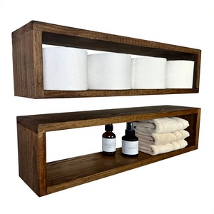 Custom Double Tier Wooden Wall Mounted Storage <b>Rack</b> with Modern Minimalist Design for Living Room-Durable Floating <b>Shelf</b> - Product Image 3