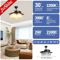 Ventilador de Techo 1stshine de 42 Pulgadas, Retráctil, con Luz, Flujo de Aire Potente, Diseño Elegante de Grado Profesional, con Aspas Ocultas