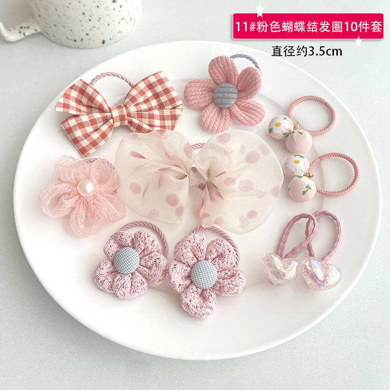 10 - piece set of 4 pink hair ties