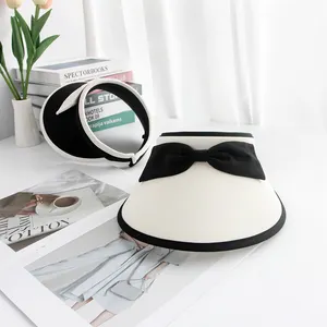 New Fashion Women UV Protection Wide Brim Sunshade Bow Outdoor Cycling Sunscreen Sun Visors Hat Cap