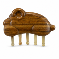 Peigne de massage du cuir chevelu en bois de santal vert naturel, masseur de méridiens pour la tête, 9,4*6,6*1,9 cm