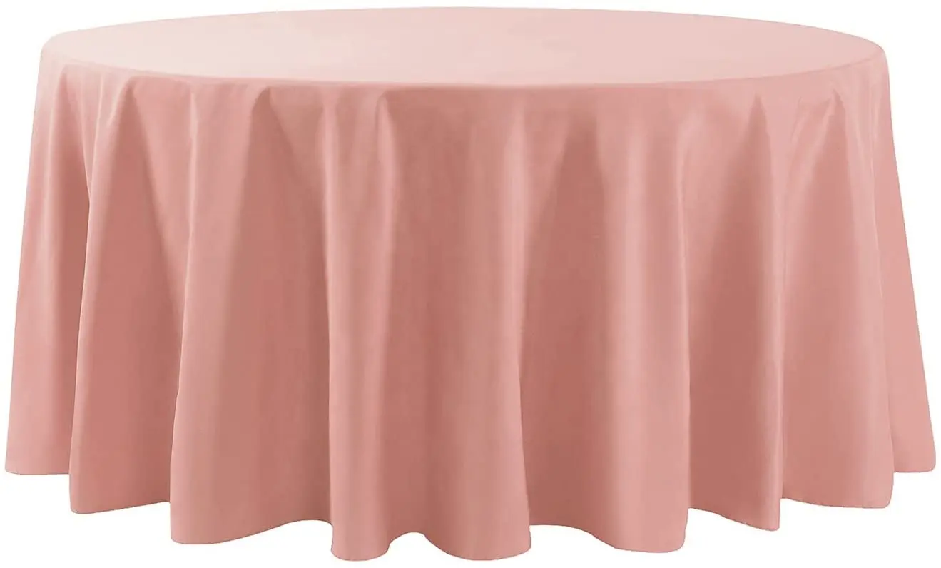 Wholesale round 108" 120" 132" dusty pink 100% polyester tablecloths rectangle table cloths for banquet wedding outdoor picnic