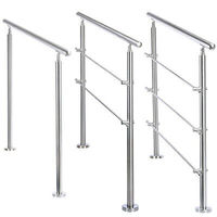 Rampe moderne en acier inoxydable avec barres et poteaux pour rampes d'escalier, installation DIY, pour bureaux et sols de bâtiments