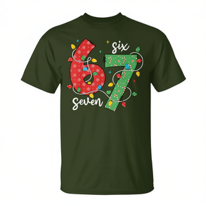 Camiseta Six Seven Christmas Lights 6-7 Meme Brain Rot con diseño navideño - Product Image 2