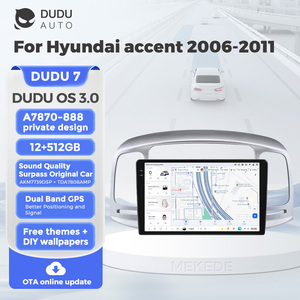 DUDUAUTO pour Hyundai <span class=keywords><strong>Accent</strong></span> 2006-2011, système multimédia de voiture <span class=keywords><strong>Android</strong></span> modifié, navigation Bluetooth, Car-play, écran de rétroviseur - Product Image 1