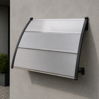 Auvent moderne en polycarbonate à double jointure en aluminium, facile à installer, résistant aux intempéries, emballage compact pour livraison