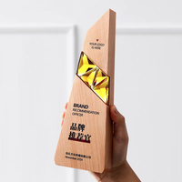 Trophée en cristal personnalisé avec base en bois, récompense pour anniversaire d'entreprise, reconnaissance des employés, cadeau d'affaires