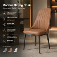 Chaise de salle à manger moderne en cuir PU avec dossier matelassé en losanges et pieds en métal noir pour chaises et tables, mobilier de restaurant