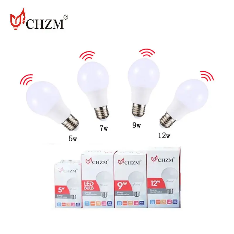 CHZM free sample 5W 7W 9W SKD Sound Induction Sensor Smart Infrared PIR Motion Sensor LED Bulb Motion Sensor LED Light Bulb