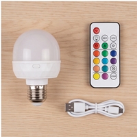 Ampoule LED RUEA RD-01 rechargeable à télécommande intelligente, température de couleur réglable, Ra70-80, dimmable, DC5V, culot PC E27
