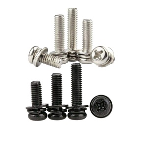 Juego de tornillos de acero inoxidable, conjunto de tornillos de cabeza Phillips chapada en Zinc/níquel negro, tres combinaciones de tornillos, cabeza redonda cruzada de M2-M6 con arandela - Product Image 1
