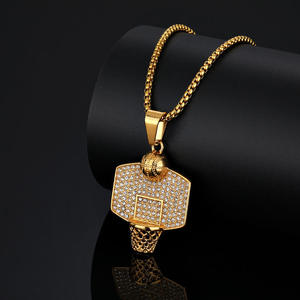 Collar de Joyería de Moda con Colgante de Acero Inoxidable Resistente al Agua con Diseño Deportivo Hip Hop para Hombre, Venta al por Mayor - Product Image 3