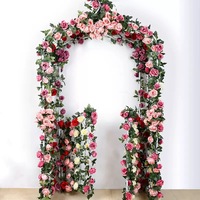 Arche de fleurs artificielles vertes de style européen en gros pour toile de fond de mariage, de Noël et de Nouvel An, décoration en soie pour scène