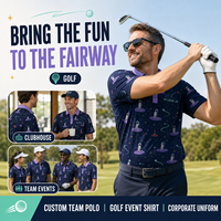 Polos de golf personnalisés par sublimation, imprimé astronaute, performance en micro-mesh, séchage rapide, extensibles, uniforme pour événements d'équipe, fabricant OEM, tailles S-4XL