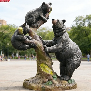 YOUFINE Statua in Bronzo di Orso su Ramo, Scultura a Grandezza Naturale di <span class=keywords><strong>Grizzly</strong></span> per Piazze Pubbliche, Fontane e Parchi Cittadini - Product Image 4