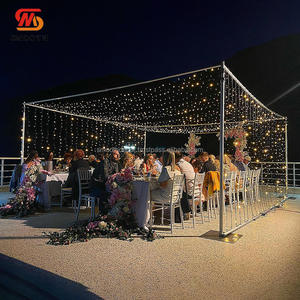 Toile de fond de mariage en arc de ballons carrés en métal lisse avec cadre d'affichage floral et support de conception de miroir - Product Image 4