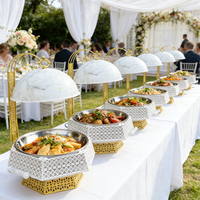 Hotel- und Hochzeits-Speisenwärmer aus schwarzem, goldenem und weißem Marmor, Chafing Dishes für Restaurants, Partys und Buffets, Catering-Set