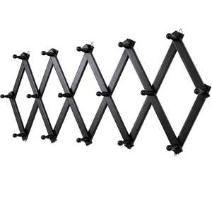 Tenture murale en accordéon à 16 crochets, porte-manteau extensible en bois pour chapeaux casquettes de baseball tasses à café bijoux - Product Image 1