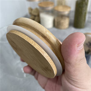 Bamboo Top Airtight Silicone Seal BPA Free Glass Food Canister stocked Multiple sizes <strong>pantry</strong> jars For Heat Press Printing - Product Image 4